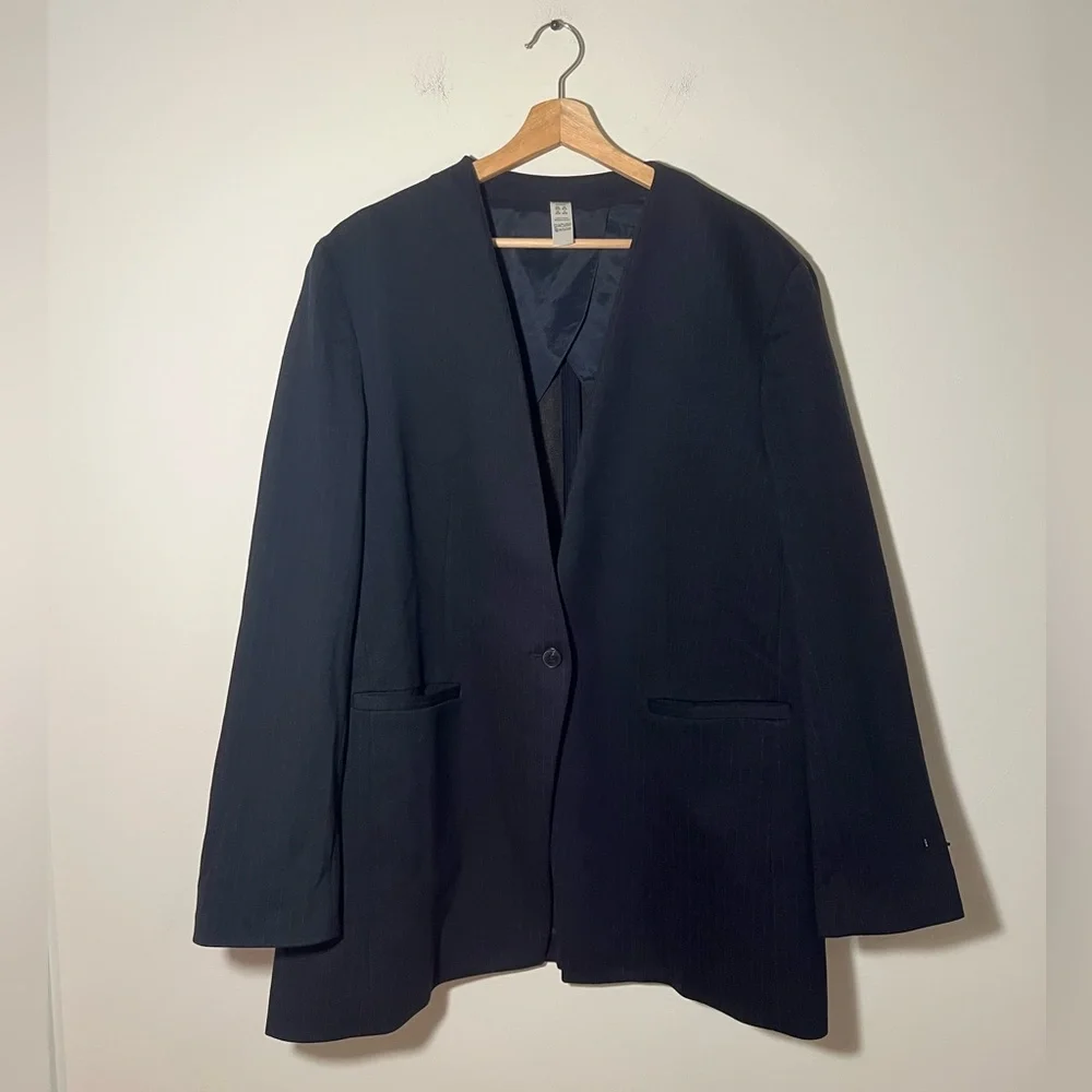 SPANX THE PERFECT OVERSIZED BLAZER IN PINSTRIPE SIZE 1X - Picture 6 of 9